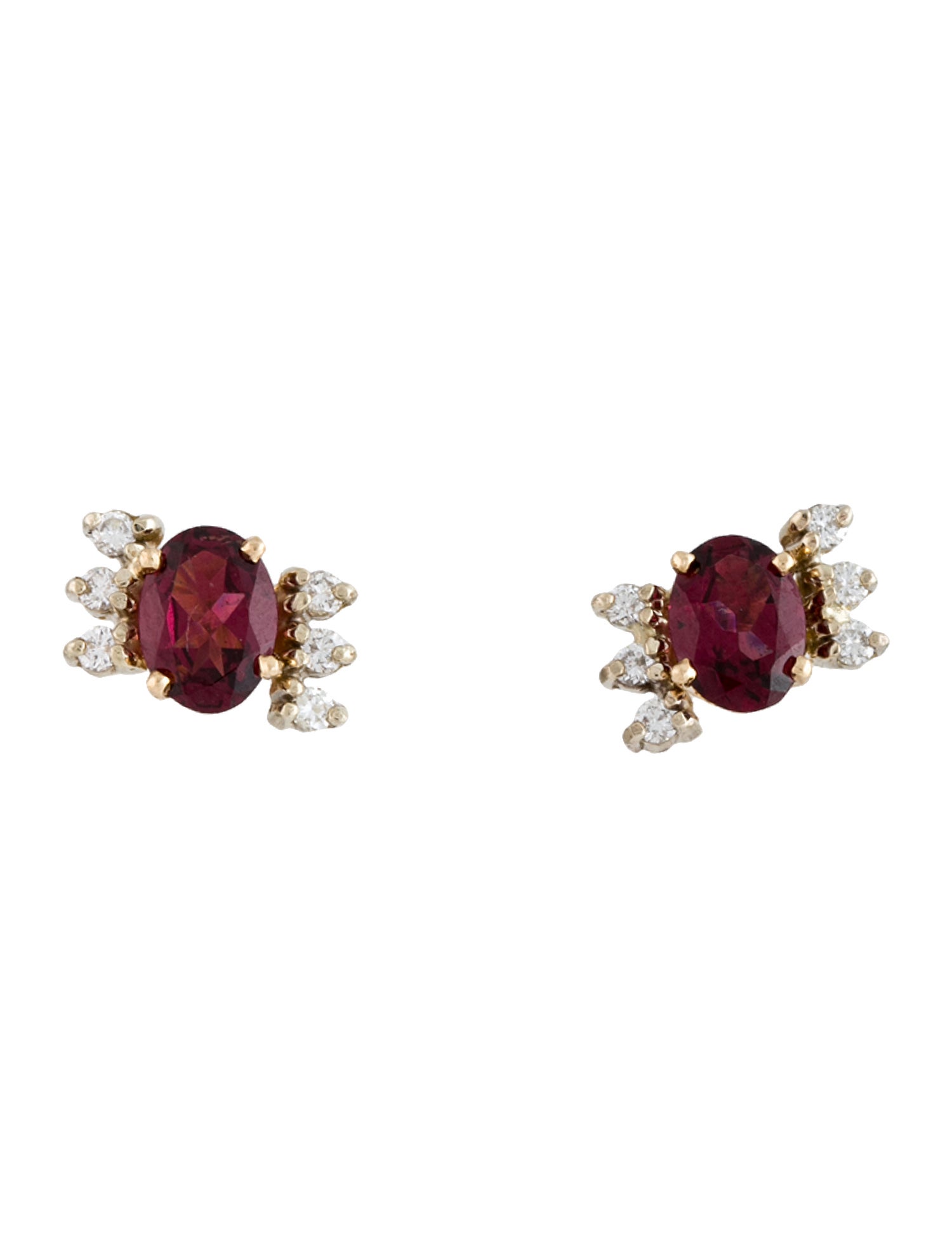 Earrings 14K 1.65ctw Rhodolite & Diamond Starburst Stud