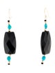Earrings 14K Onyx & Turquoise Bead Drop Earrings