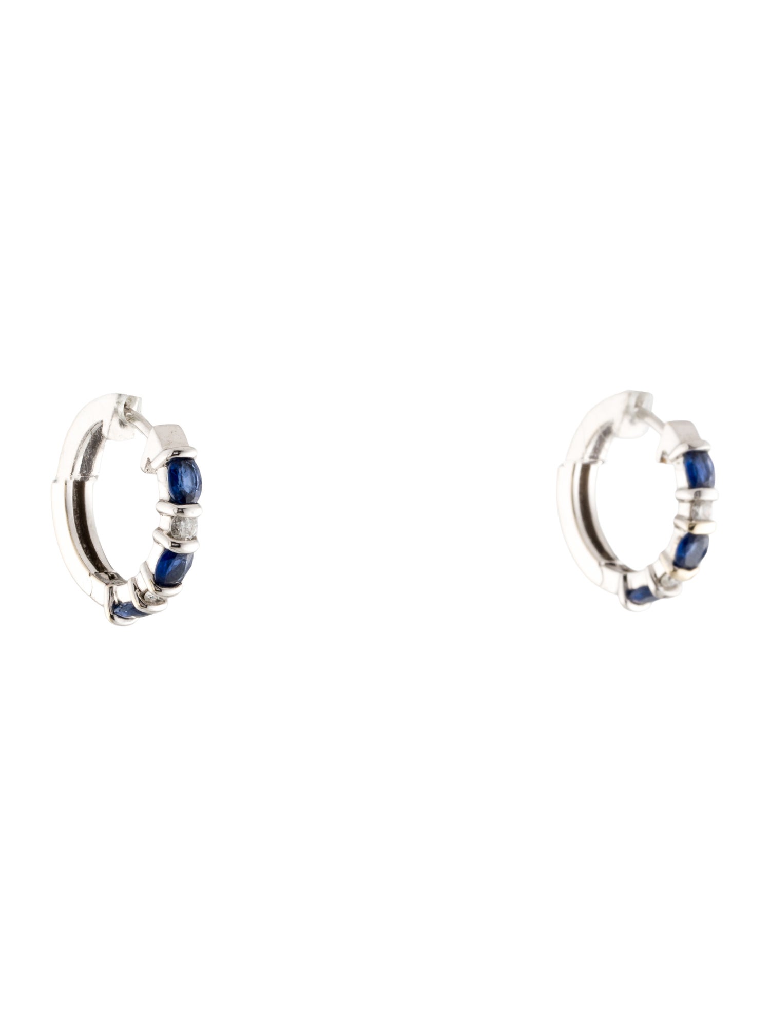 Earrings 14K 1.26ctw Sapphire & Diamond Hoop