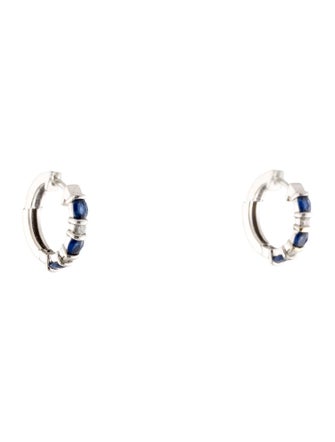 Earrings 14K 1.26ctw Sapphire & Diamond Hoop Earrings