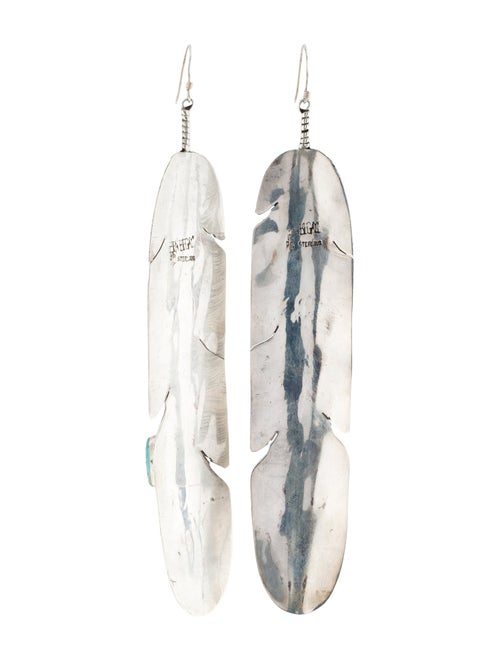 Earrings Ben Begay Turquoise Feather Drop Earrings