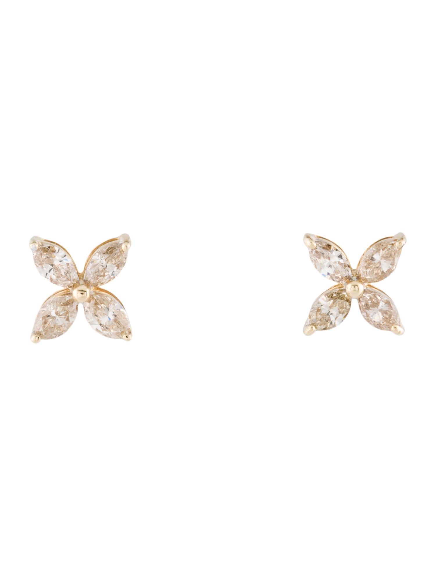 Earrings 14K Diamond Flower Stud