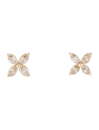 Earrings 14K Diamond Flower Stud Earrings