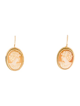 Earrings 14K Shell Cameo Drop Earrings