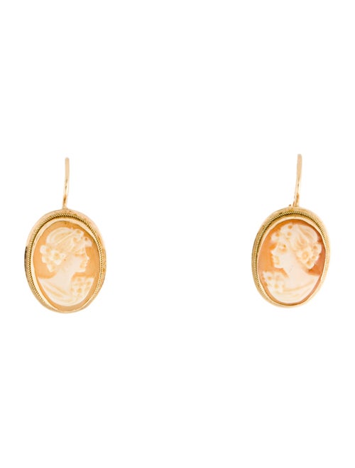Earrings 14K Shell Cameo Drop Earrings
