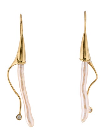 Earrings 18K Pearl & Diamond Drop Earrings