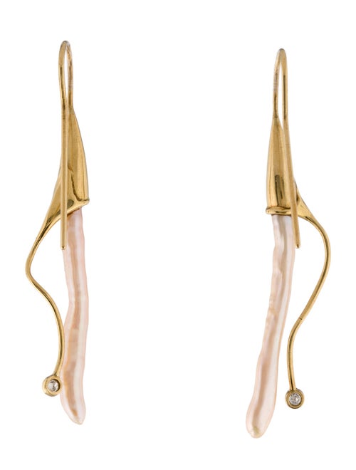 Earrings 18K Pearl & Diamond Drop Earrings