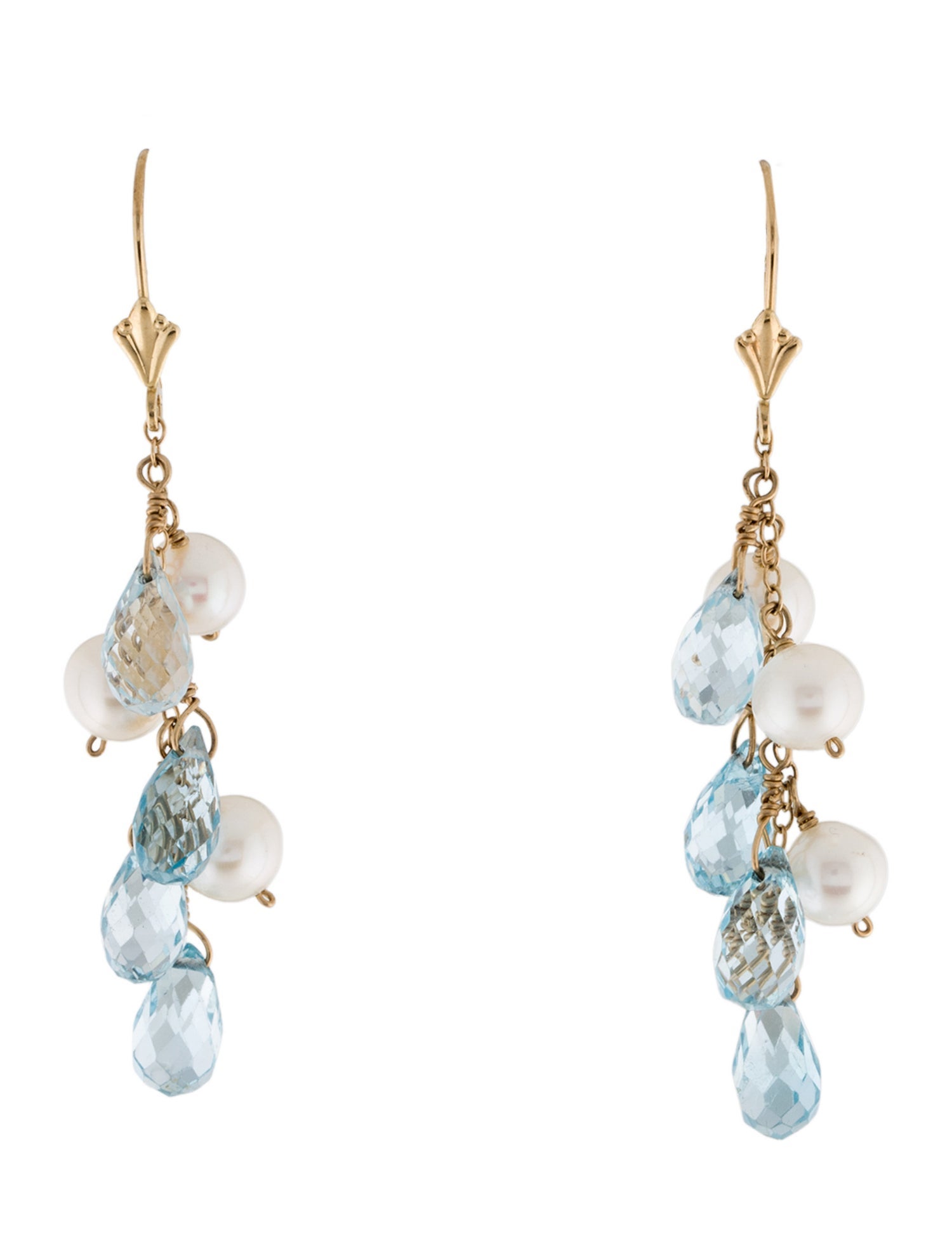 Earrings 14K Pearl & Topaz Drop