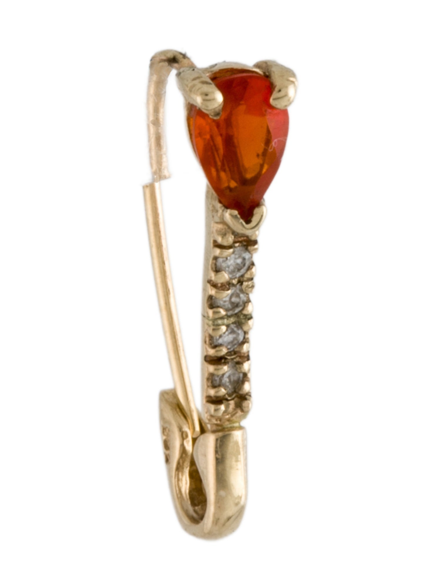 Earrings 14K Fire Opal & Diamond Single Drop Earring