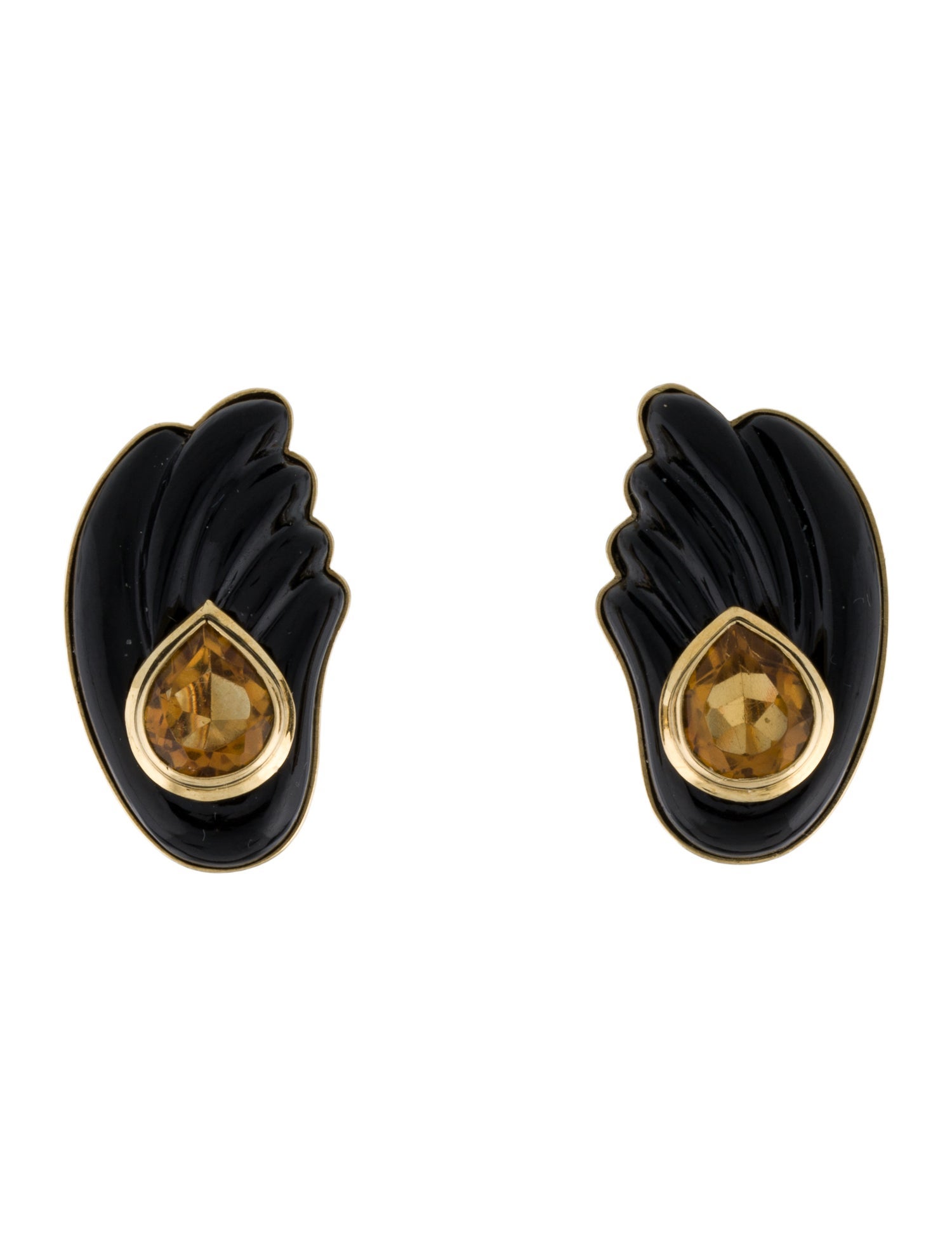 Earrings 18K Onyx & Citrine Earclip