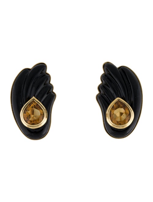 Earrings 18K Onyx & Citrine Earclip Earrings