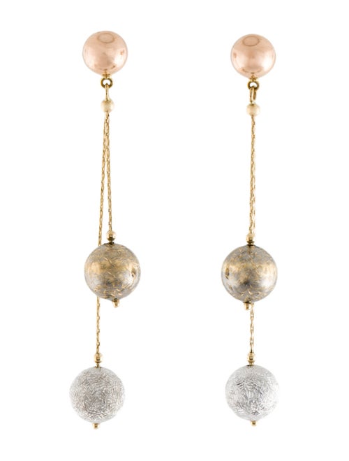 Earrings 14K Tri-Tone Ball Drop Earrings