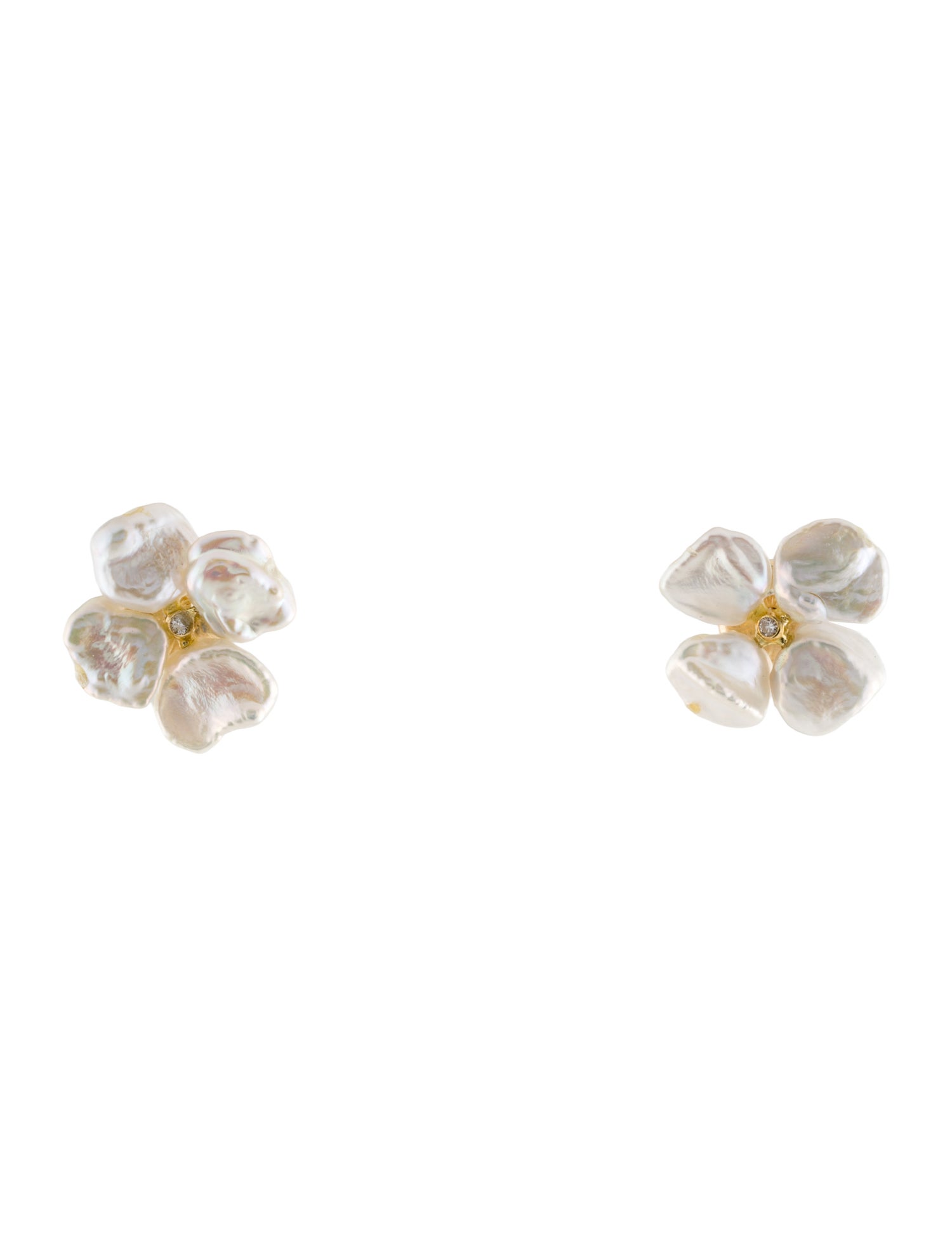 Earrings Pearl & Diamond Flower Stud