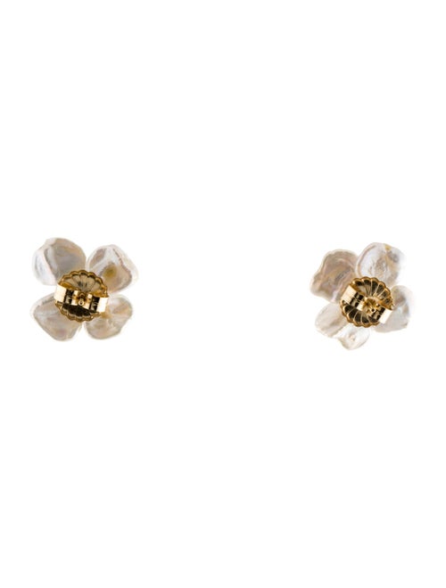 Earrings Pearl & Diamond Flower Stud Earrings
