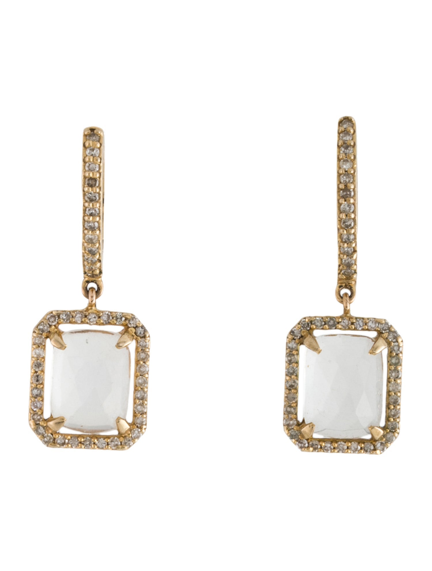 Earrings 14K Moonstone Labradorite & Diamond Drop Earrings