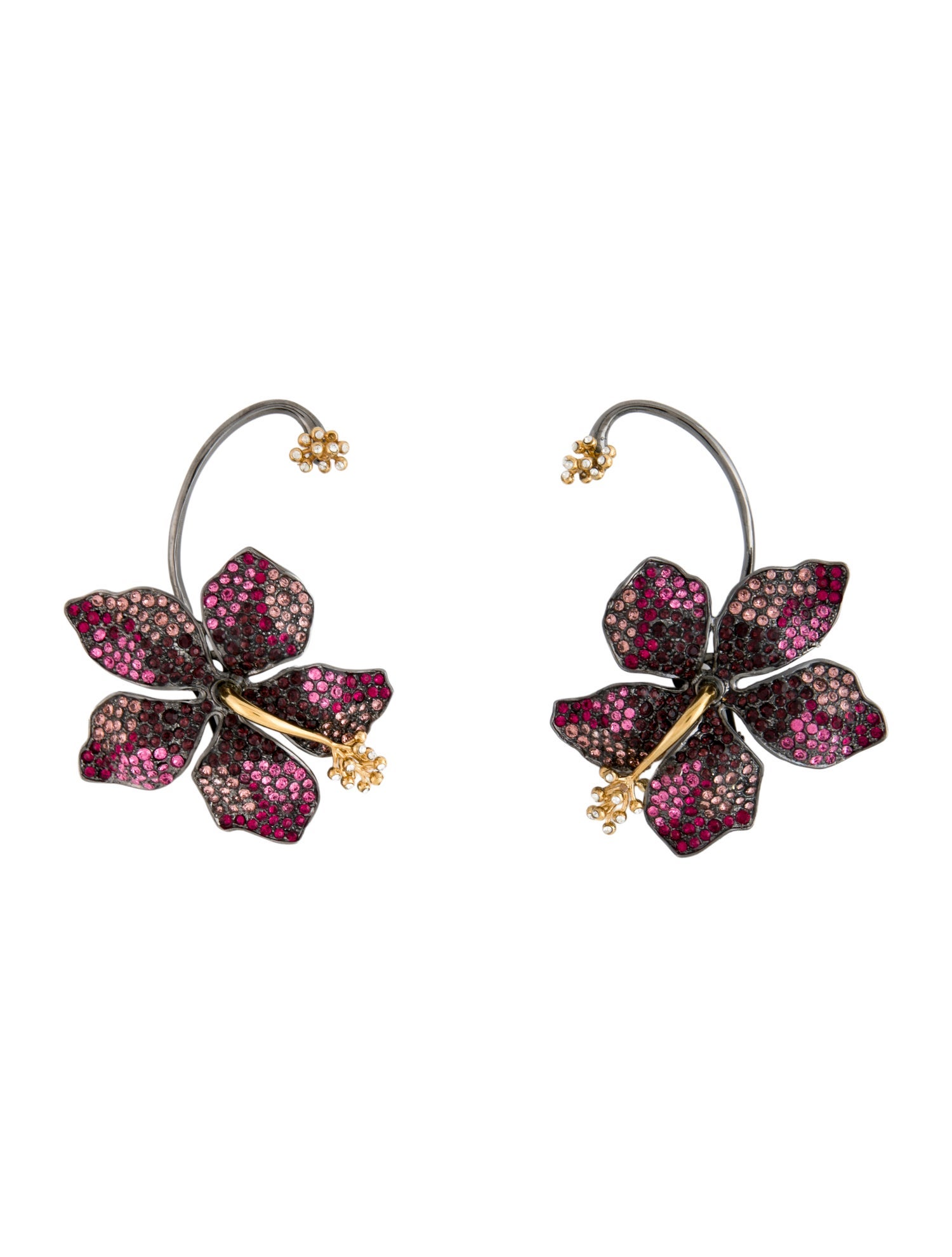 Earrings Rod Almayate Crystal Floral Clip-On Ear Cuff
