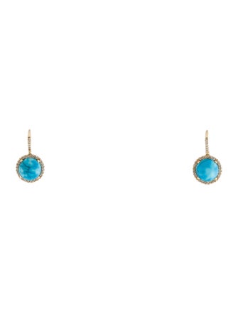 Earrings 14K Dyed Magnesite & Diamond Drop Earrings