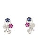 Earrings 14K Ruby, Sapphire & Diamond Earclips