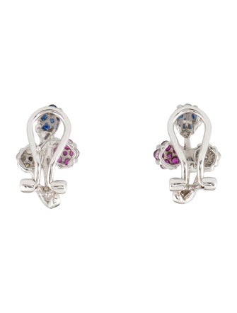 Earrings 14K Ruby, Sapphire & Diamond Earclips