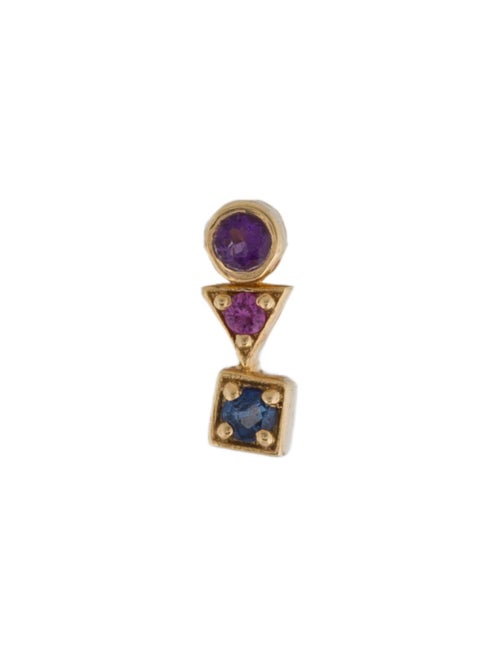 Earrings 14K Amethyst, Ruby & Sapphire Single Stud Earring