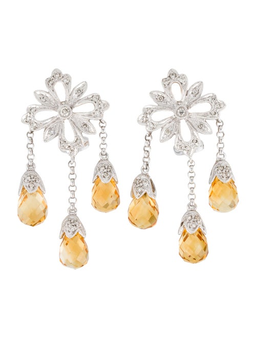 Earrings 18K Citrine & Diamond Chandelier Earrings