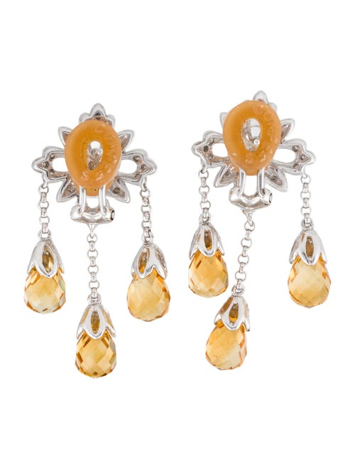 Earrings 18K Citrine & Diamond Chandelier Earrings