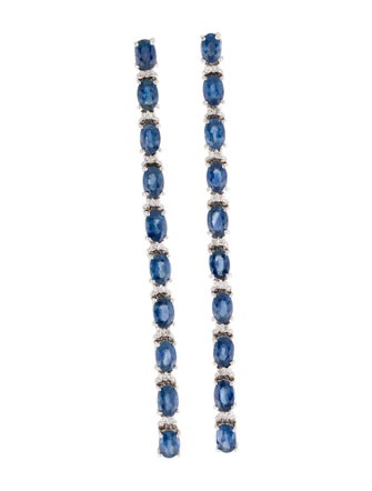 Earrings 14K 9.80ctw Sapphire & Diamond Drop Earrings