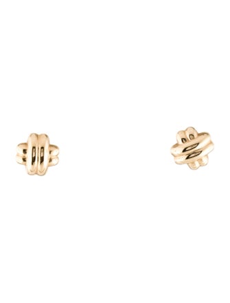 Earrings 14K 'X' Puffed Stud Earrings