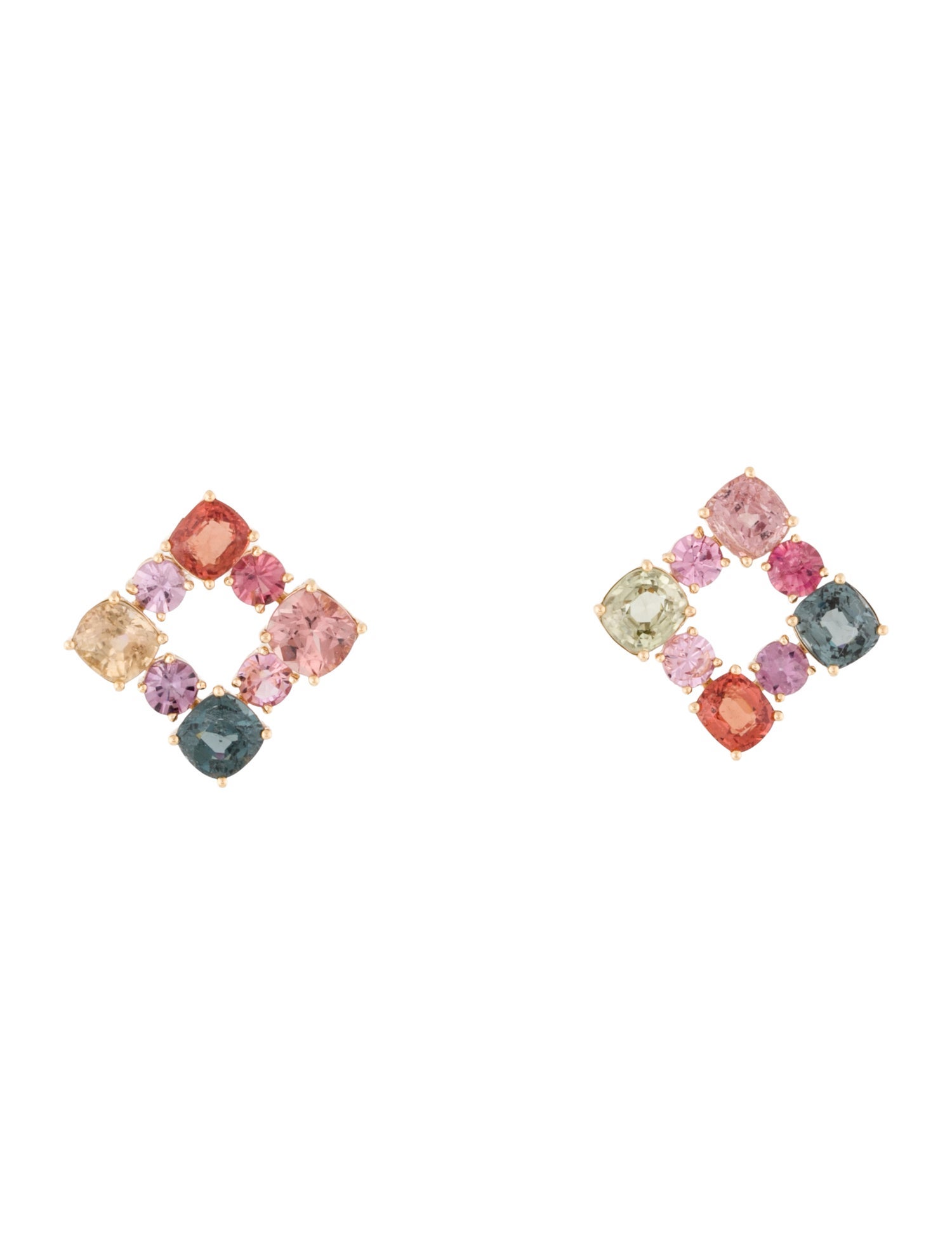 Earrings 18K Spinel & Zircon Square Drop