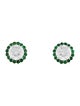 Earrings 18K 4.07ctw Lab-Grown Diamond & Tsavorite Halo Stud Earrings