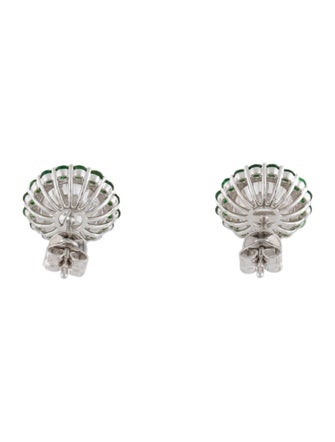 Earrings 18K 4.07ctw Lab-Grown Diamond & Tsavorite Halo Stud Earrings