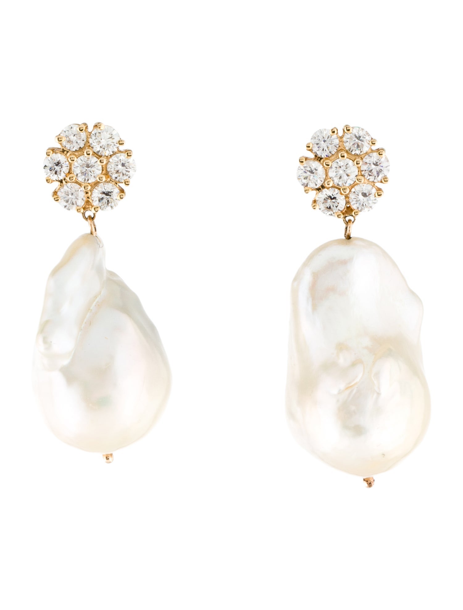 Earrings 14K Pearl & Diamond Drop Earrings