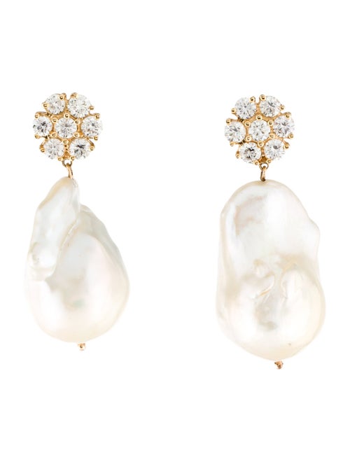 Earrings 14K Pearl & Diamond Drop Earrings