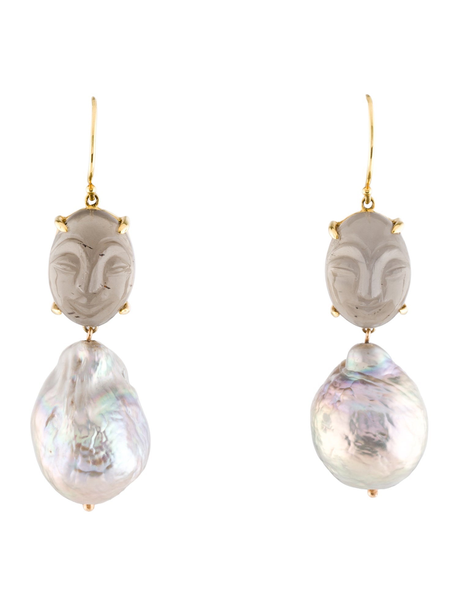 Earrings 14K Pearl & Moonstone Face Drop