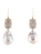 Earrings 14K Pearl & Moonstone Face Drop Earrings
