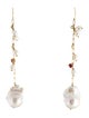 Earrings 14K Pearl, Tourmaline & Diamond Drop Earrings