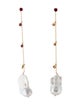 Earrings 14K Pearl & Ruby Drop Earrings