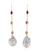 Earrings 14K Pearl & Ruby Drop Earrings