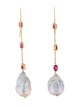 Earrings 14K Pearl & Ruby Drop Earrings
