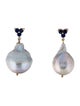 Earrings 14K Pearl & Sapphire Drop Earrings