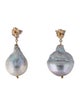 Earrings 14K Pearl & Sapphire Drop Earrings