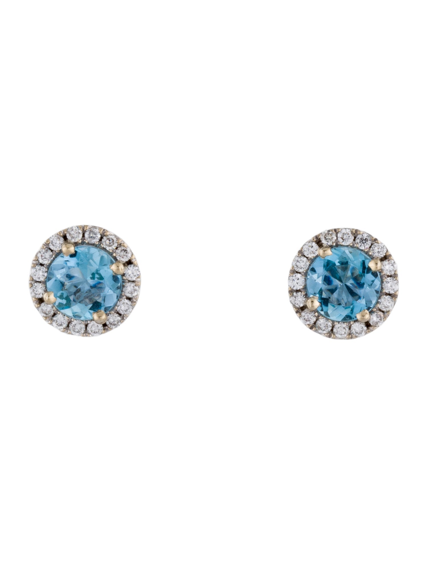 Earrings 18K Aquamarine & Diamond Stud