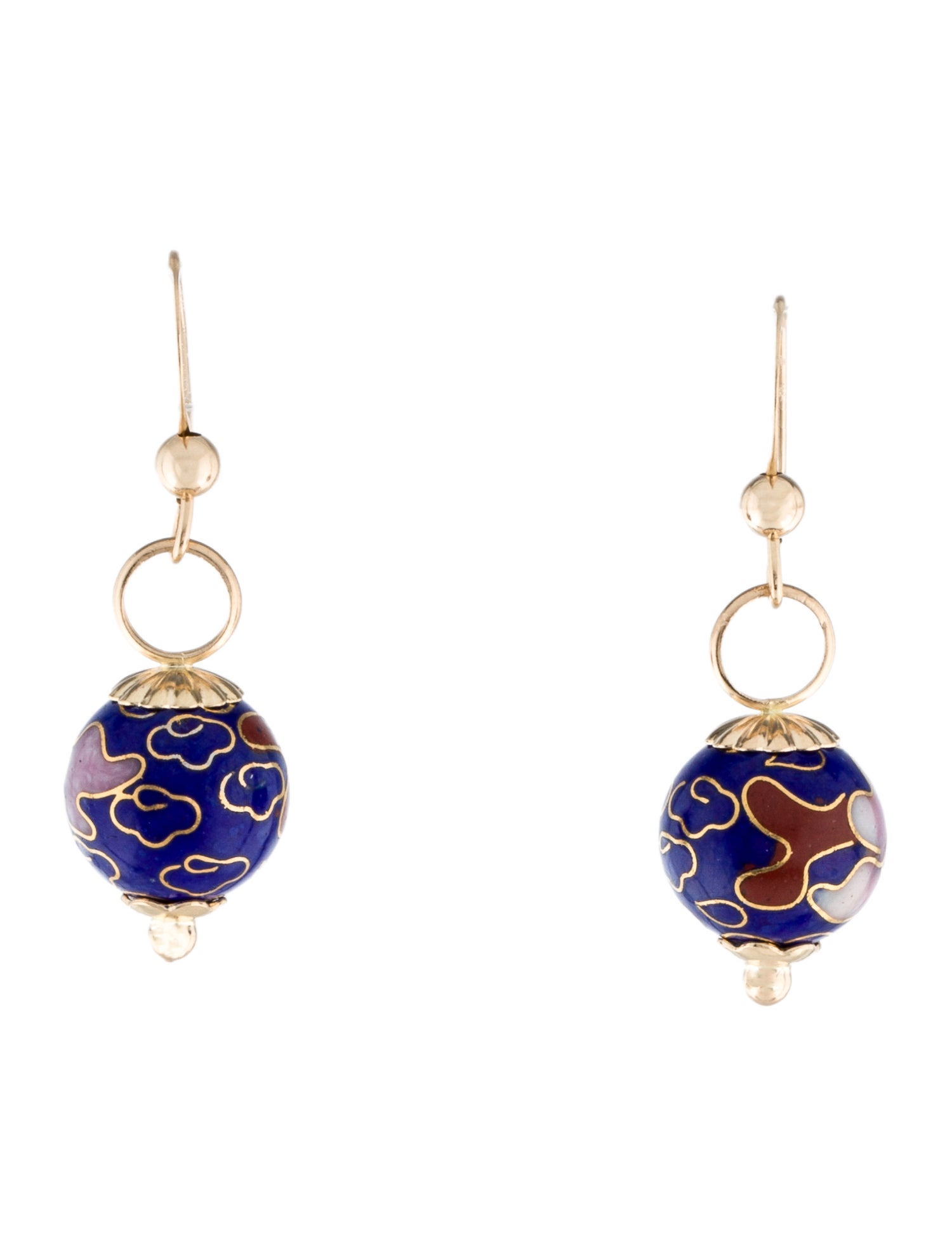 Earrings 14K Cloisonné Enamel Drop Earrings