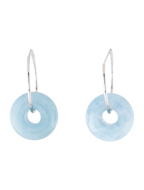 Earrings 14K Aquamarine Hoop Drop Earrings