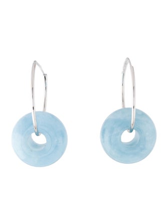Earrings 14K Aquamarine Hoop Drop Earrings