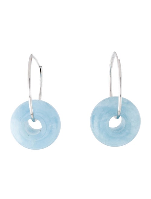 Earrings 14K Aquamarine Hoop Drop Earrings
