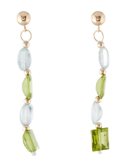 Earrings 14K Peridot & Aquamarine Drop Earrings