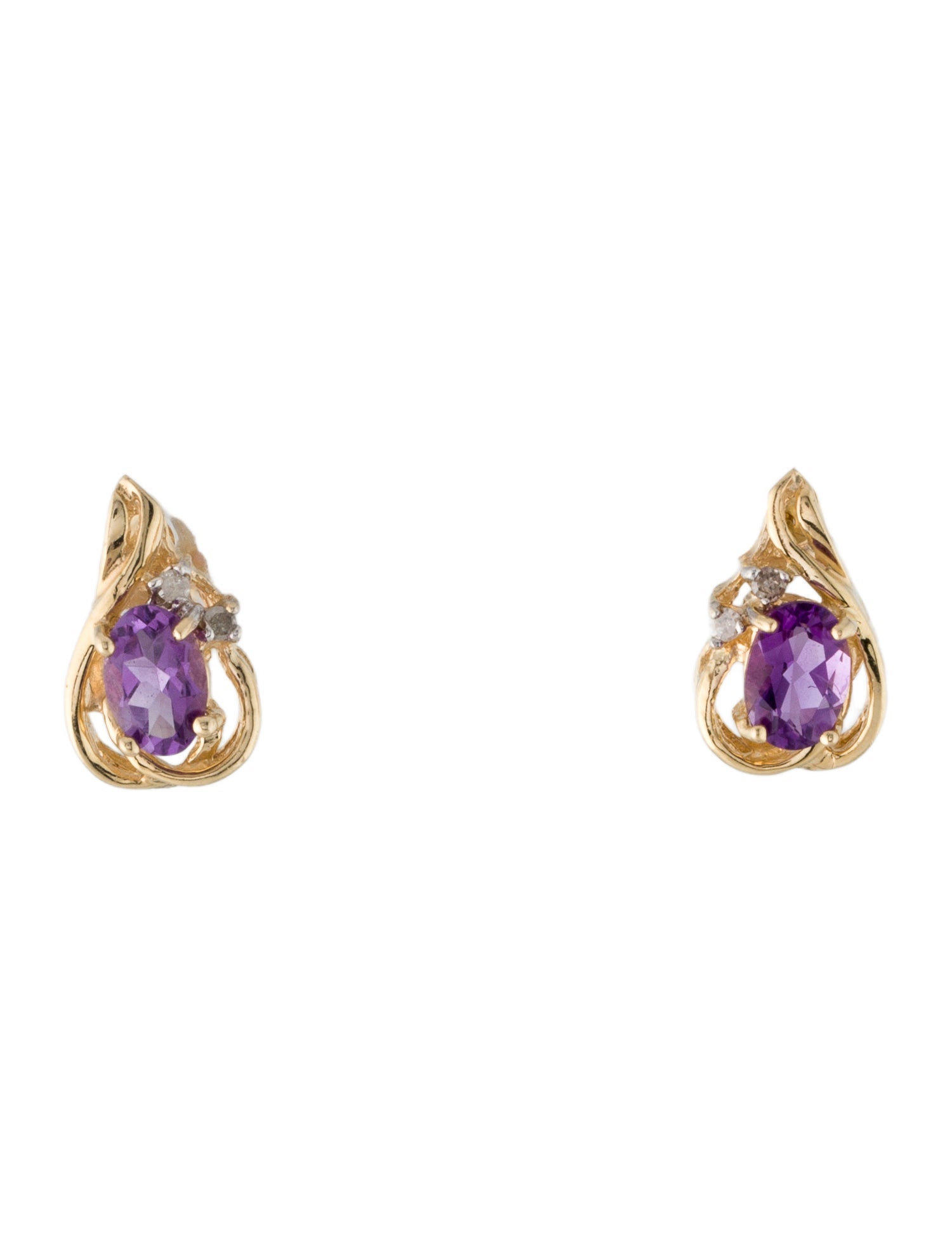Earrings 14K Amethyst & Diamond Stud