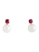 Earrings 14K Pearl & Ruby Stud Earrings