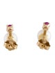 Earrings 14K Pearl & Ruby Stud Earrings